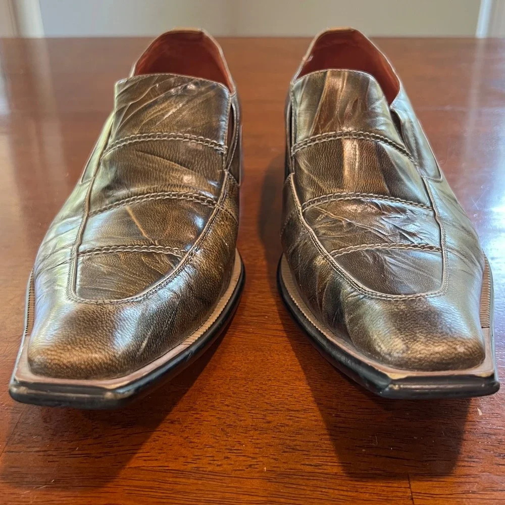 Robert Wayne Island Mens Dress‎ Loafers Shoes Square Toe Bronze Metallic 9.5